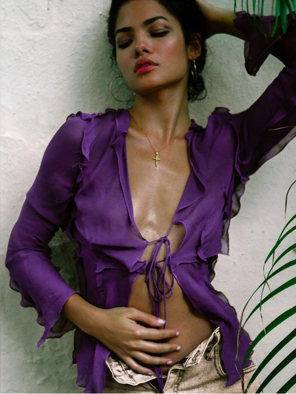 Rat & Boa Purple Tie Front Blouse